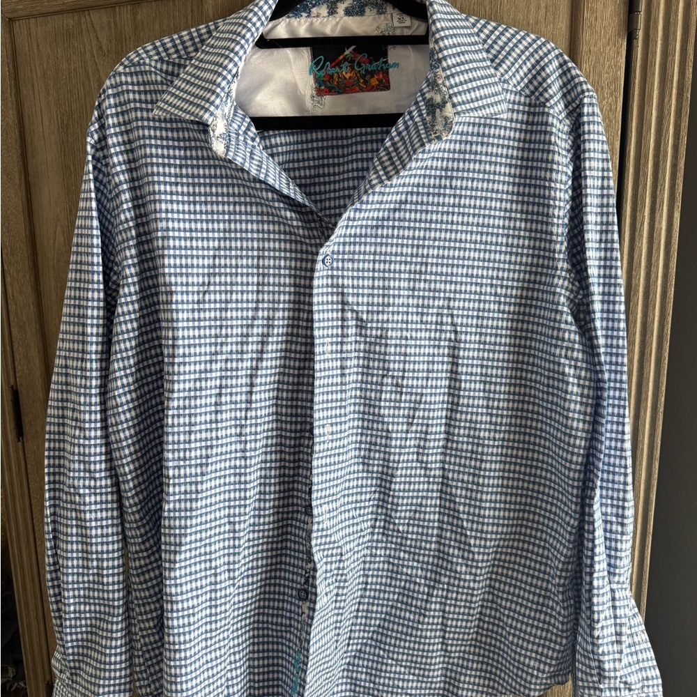 Robert Graham Blue and White Checkered Men's Shirt